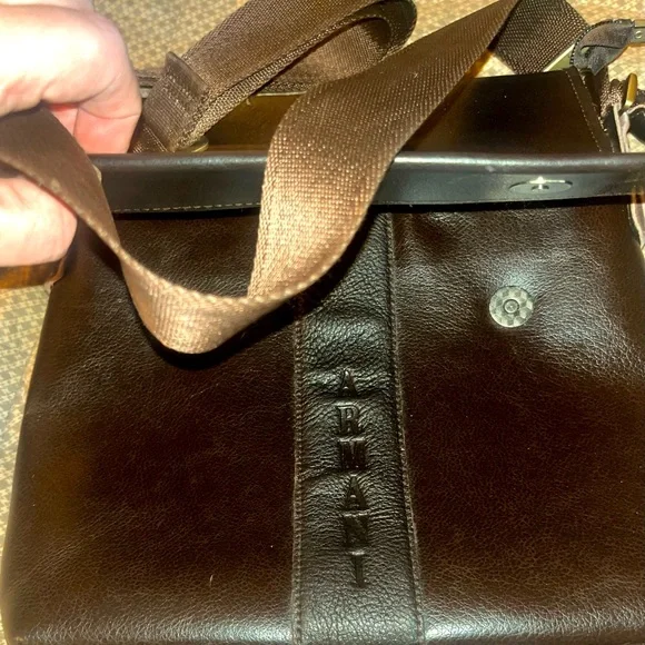 Giorgio Armani Brown Crossbody Leather Bag - Picture 2 of 12